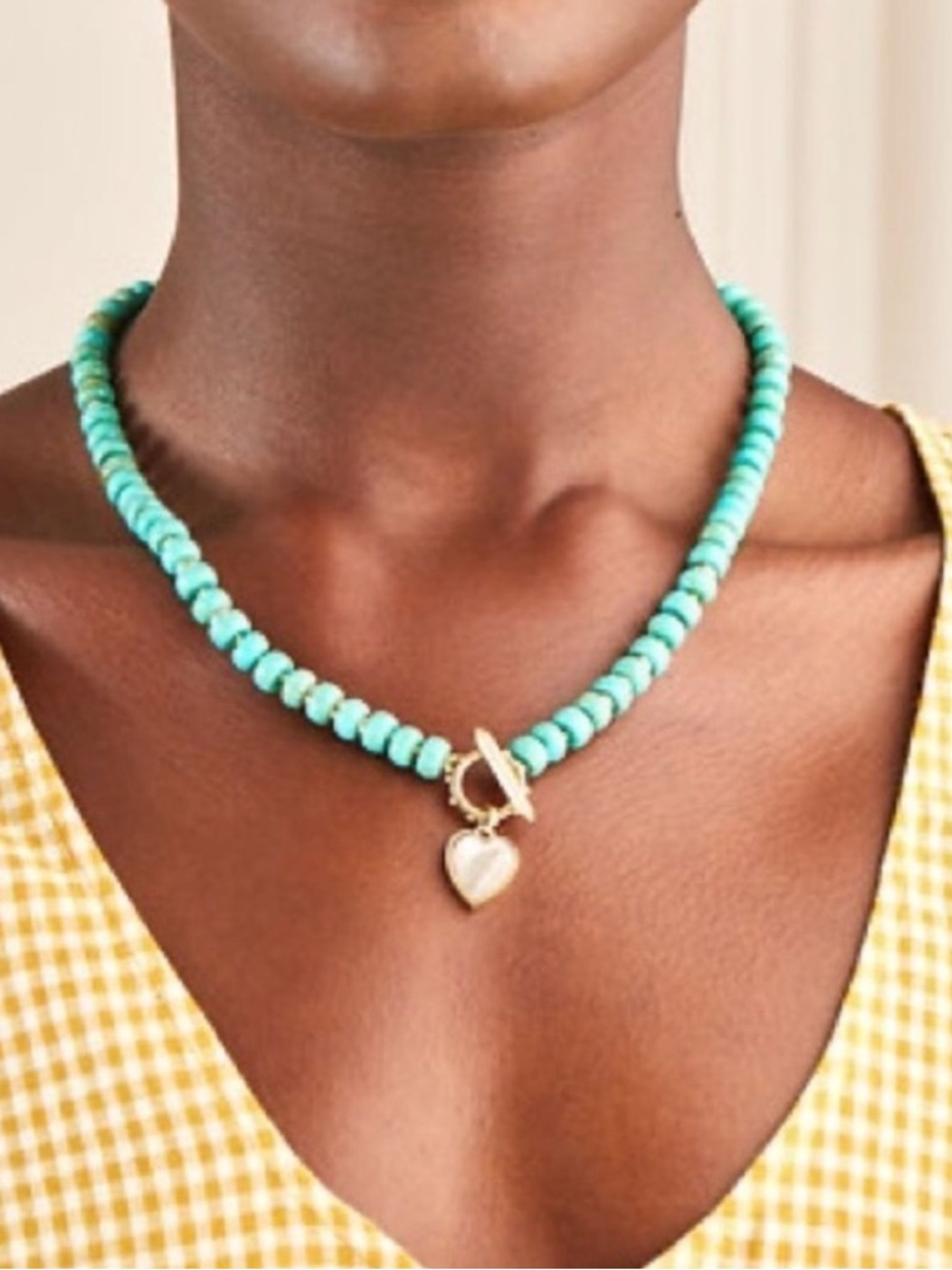 Stella & Dot Modern Bohemian Turquoise + Mother of Pearl + Gold Necklace